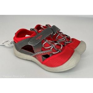 OshKosh B'gosh Toddler size 7 Red and Gray Sandals with hook and loop fasteners